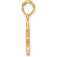 14K Yellow Gold Polished Flower Pendant - Lotus Design - 19.6mm by Oro Pregiato