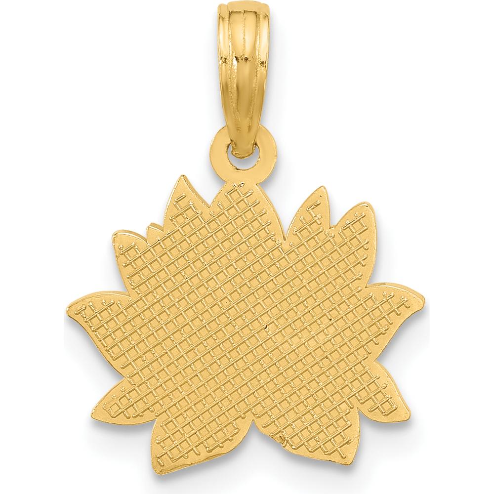 14K Yellow Gold Polished Flower Pendant - Lotus Design - 19.6mm by Oro Pregiato
