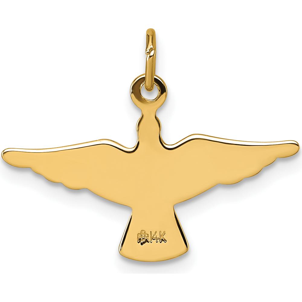 14K Yellow Gold Polished Flying Dove Pendant - 18.8mm Length by Oro Pregiato