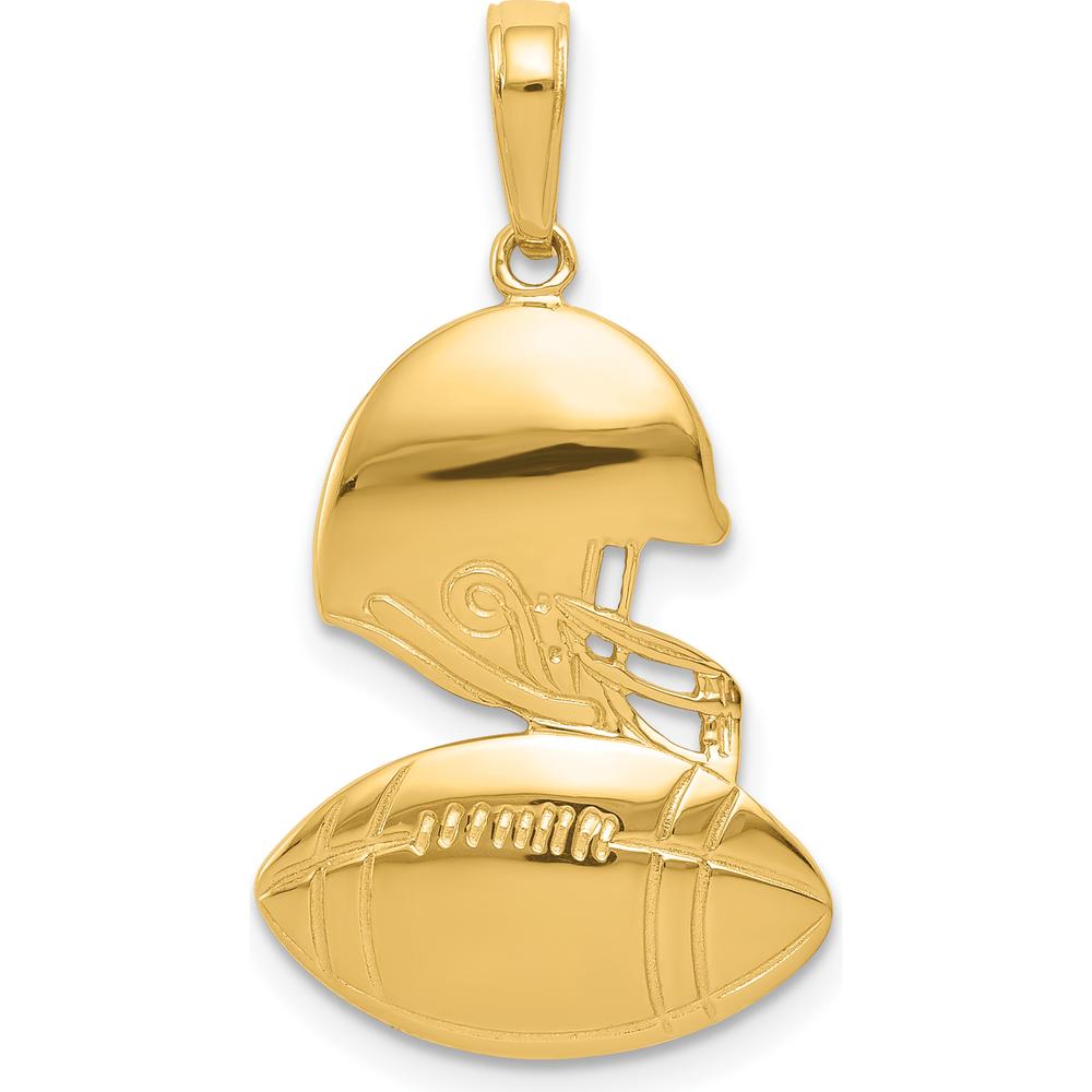 14K Yellow Gold Polished Football and Helmet Pendant - Sports Jewelry Design by Oro Pregiato