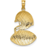 14K Yellow Gold Polished Football and Helmet Pendant - Sports Jewelry Design by Oro Pregiato