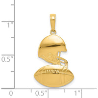 14K Yellow Gold Polished Football and Helmet Pendant - Sports Jewelry Design by Oro Pregiato