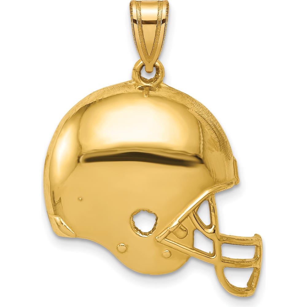 14K Yellow Gold Polished Football Helmet Pendant - Sports Charm Jewelry by Oro Pregiato