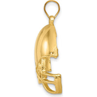 14K Yellow Gold Polished Football Helmet Pendant - Sports Charm Jewelry by Oro Pregiato