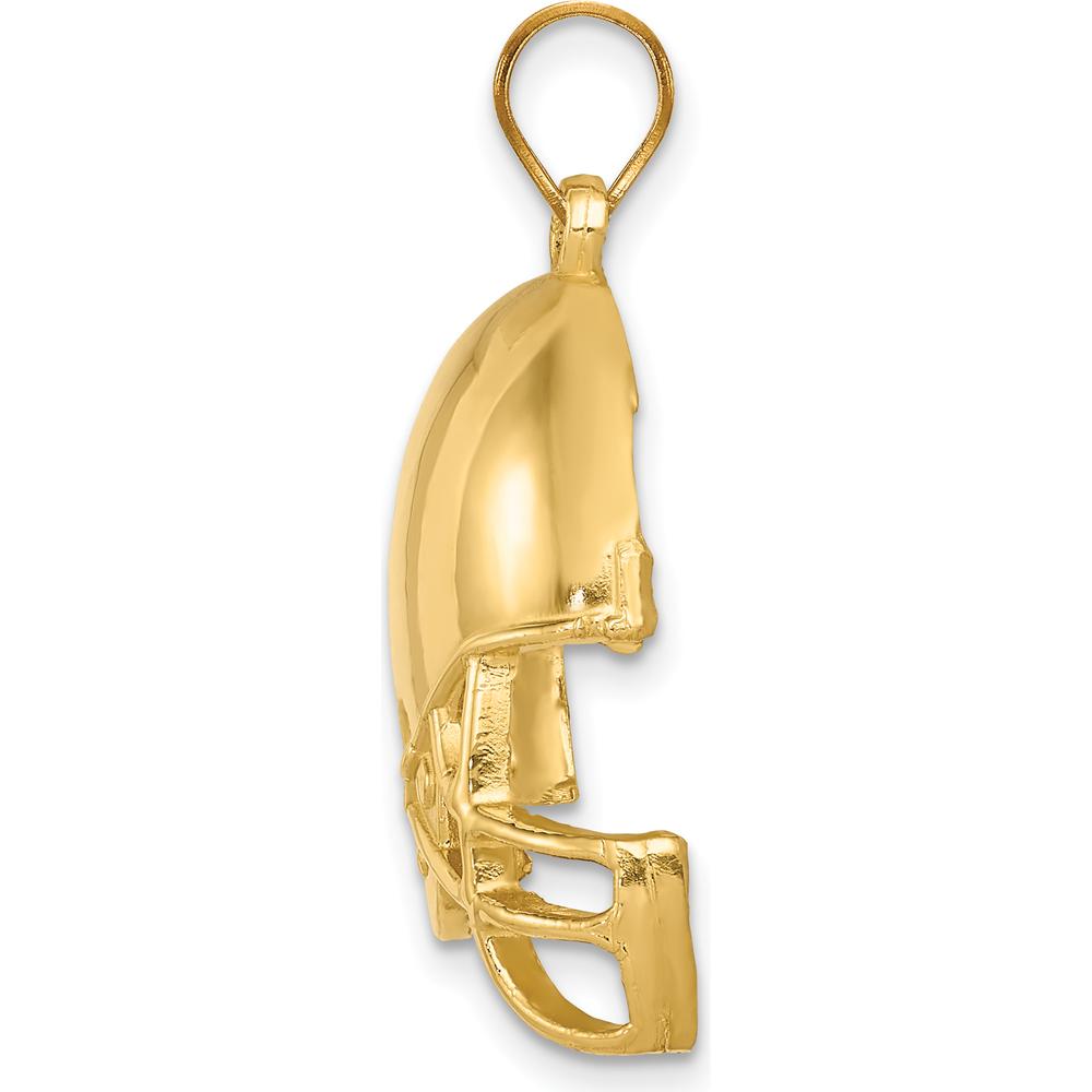 14K Yellow Gold Polished Football Helmet Pendant - Sports Charm Jewelry by Oro Pregiato