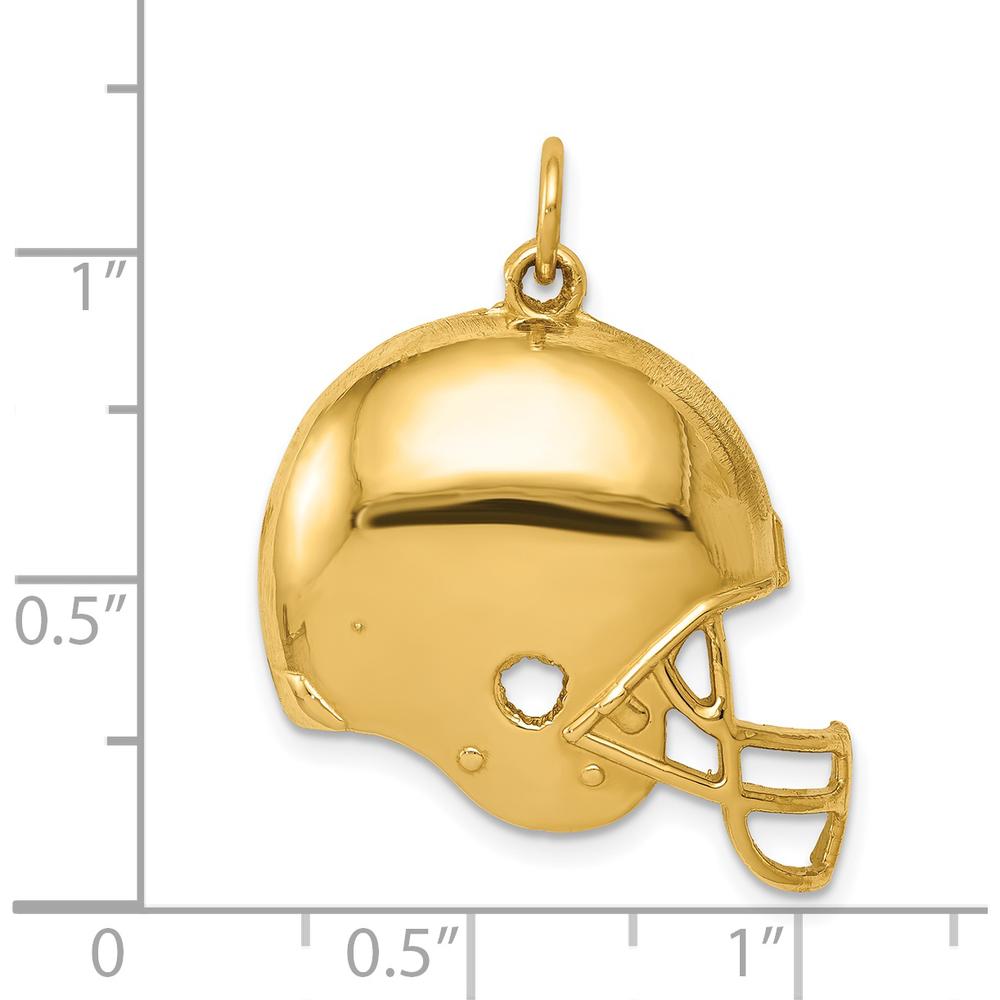 14K Yellow Gold Polished Football Helmet Pendant - Sports Charm Jewelry by Oro Pregiato