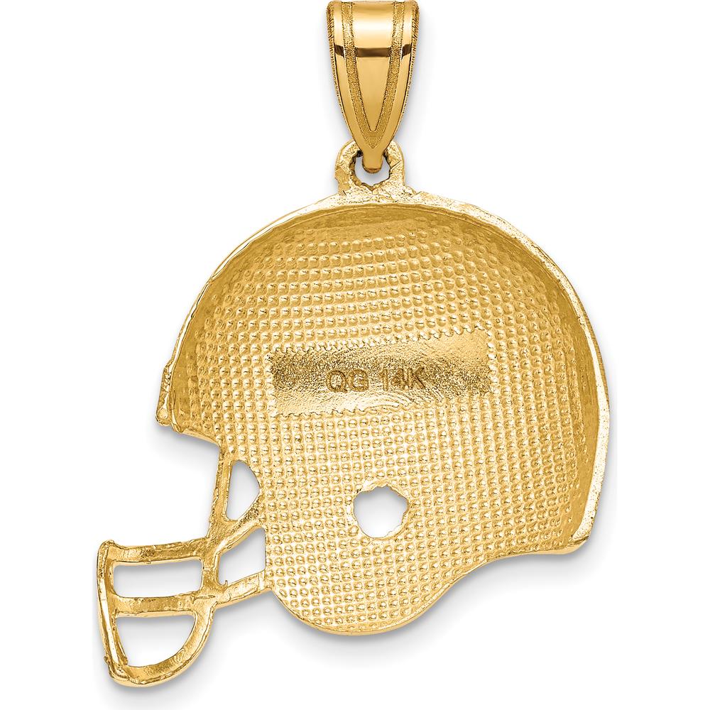 14K Yellow Gold Polished Football Helmet Pendant - Sports Charm Jewelry by Oro Pregiato