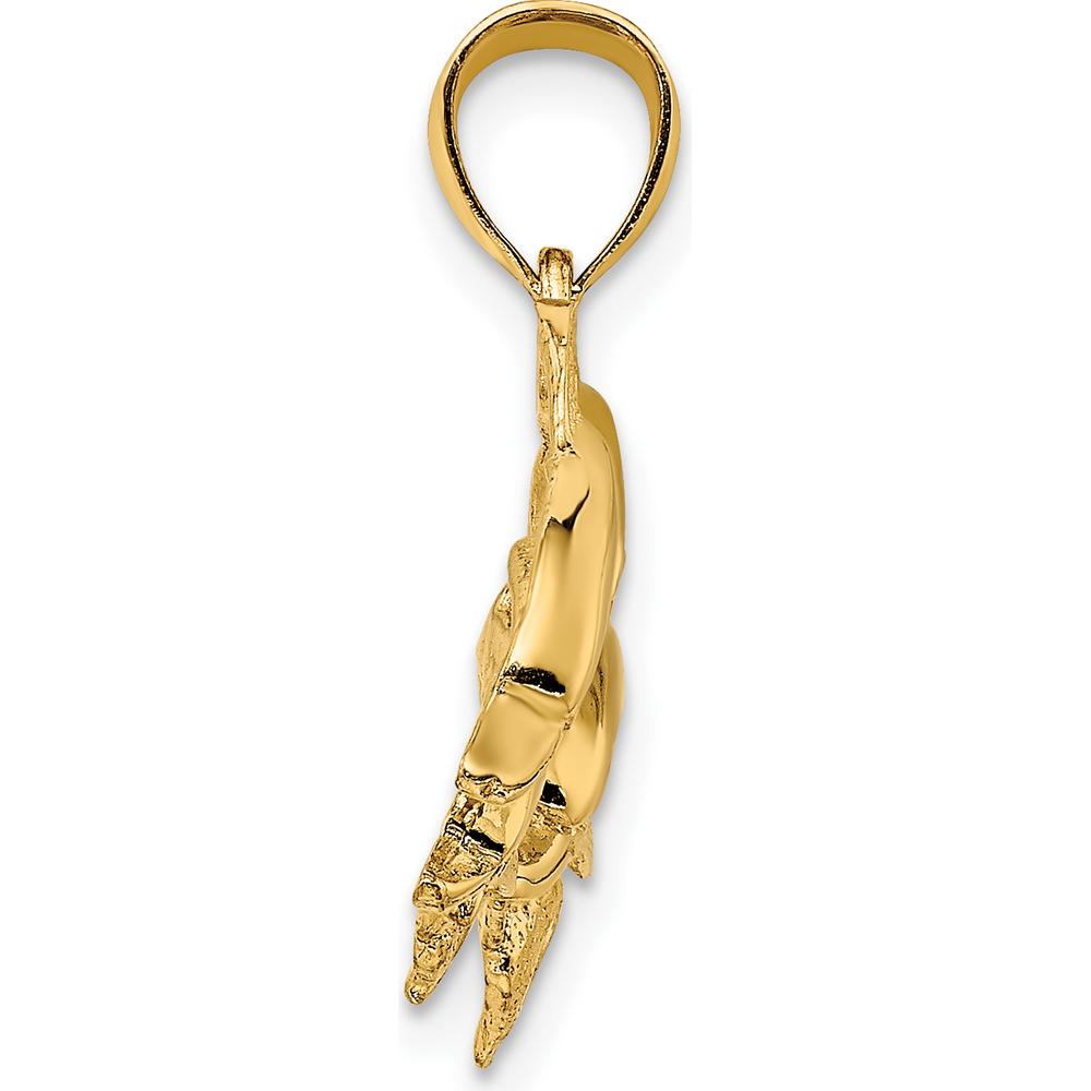 14K Yellow Gold Polished Four Dolphin Pendant with Textured Finish by Oro Pregiato
