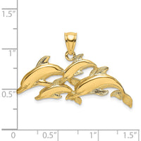 14K Yellow Gold Polished Four Dolphin Pendant with Textured Finish by Oro Pregiato