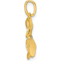 14K Yellow Gold Polished Four-Leaf Clover Charm Pendant with White Rhodium Accents - 22.45mm Length by Oro Pregiato