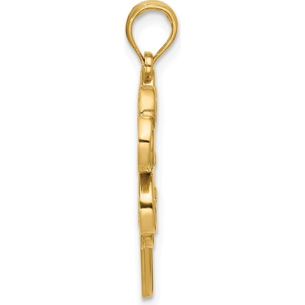 14K Yellow Gold Polished Four Leaf Clover Pendant - Lucky Charm Necklace by Oro Pregiato