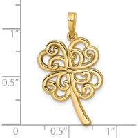 14K Yellow Gold Polished Four Leaf Clover Pendant - Lucky Charm Necklace by Oro Pregiato
