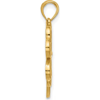 14K Yellow Gold Polished Four Leaf Clover Pendant - Symbol of Good Luck and Timeless Elegance by Oro Pregiato