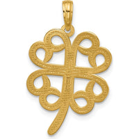 14K Yellow Gold Polished Four Leaf Clover Pendant - Symbol of Good Luck and Timeless Elegance by Oro Pregiato