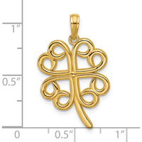 14K Yellow Gold Polished Four Leaf Clover Pendant - Symbol of Good Luck and Timeless Elegance by Oro Pregiato