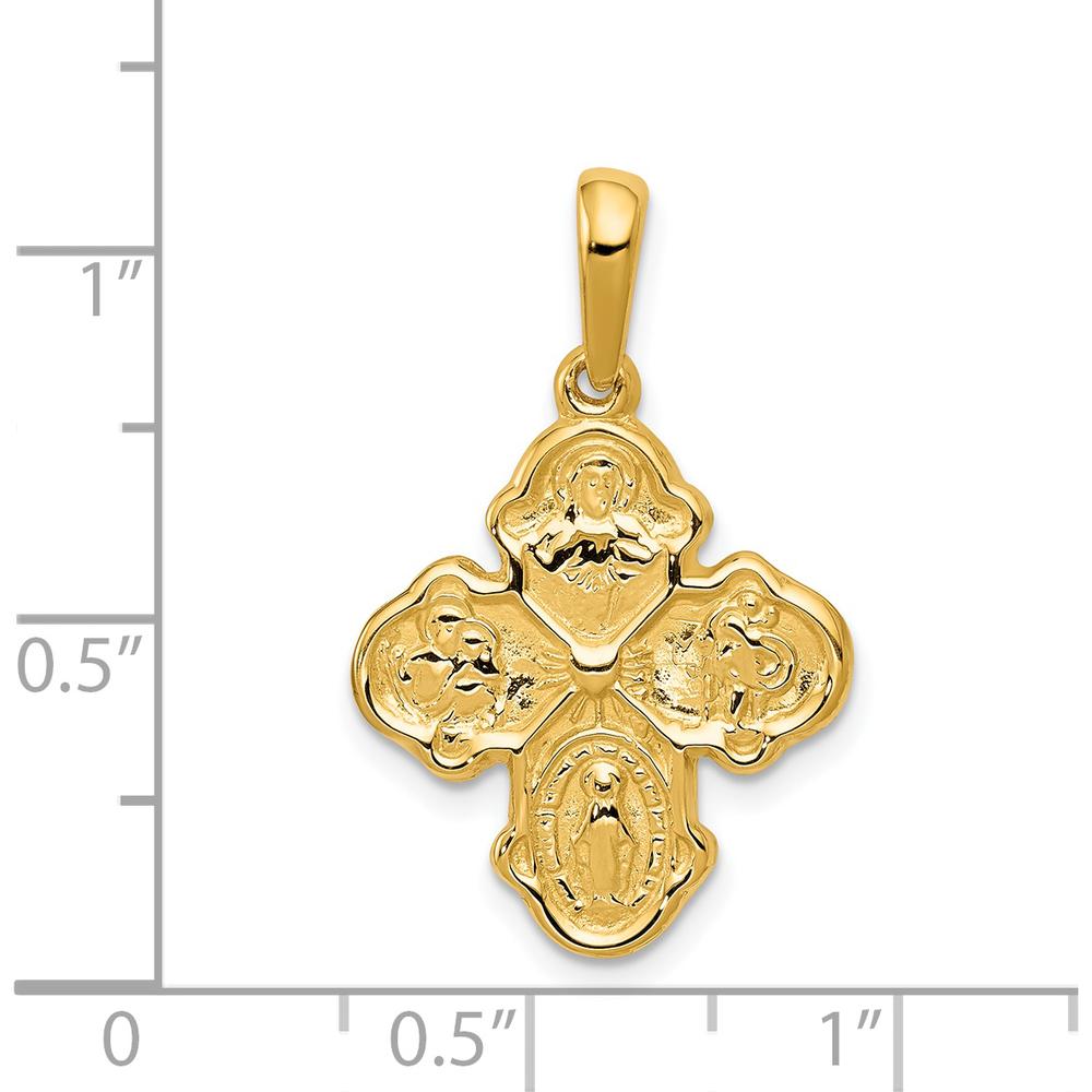 14K Yellow Gold Polished Four-Way Medal Pendant - 28mm Length, 17.75mm Width by Oro Pregiato