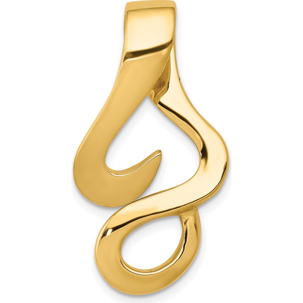 14K Yellow Gold Polished Free-Form Slide Pendant for 10mm Omega Chains by 0