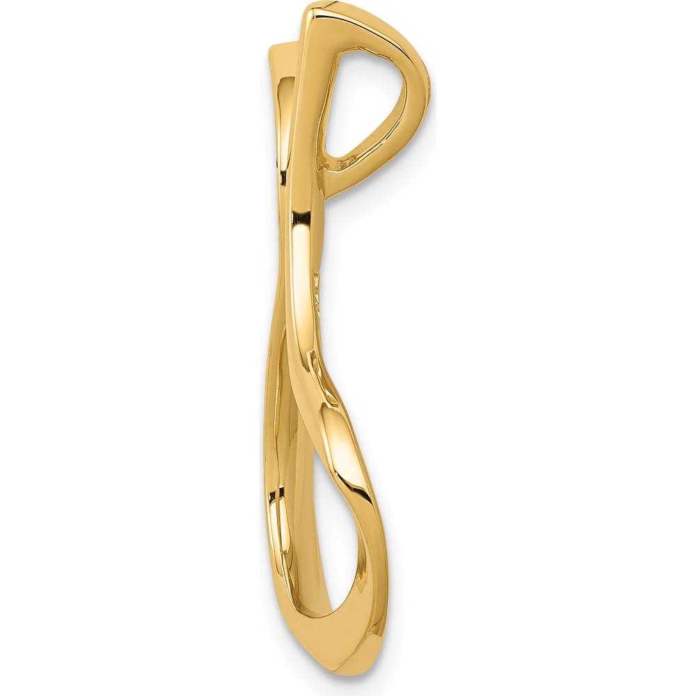 14K Yellow Gold Polished Free Form Slide Pendant for Omega Chains - Fits up to 3mm by 0