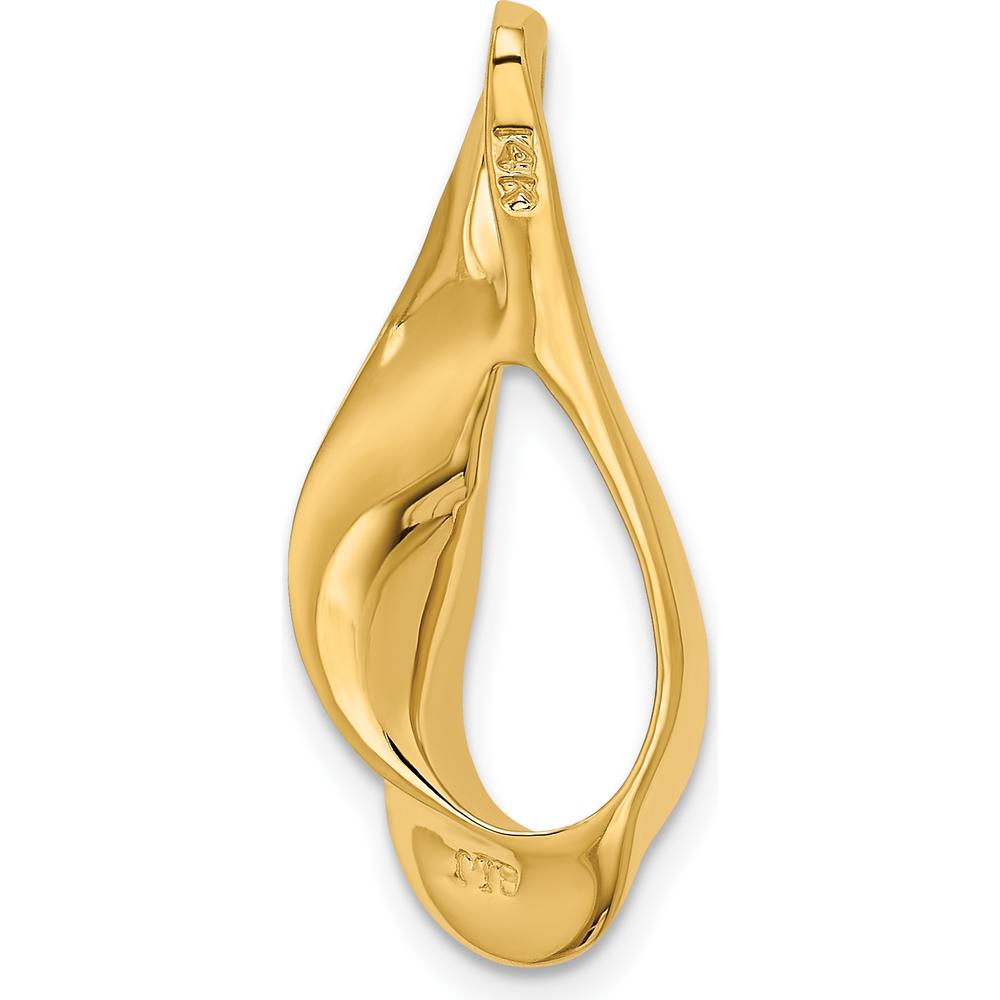 14K Yellow Gold Polished Free Form Slide Pendant for Omega Chains - Fits Up to 6mm by 0