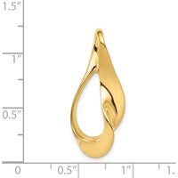 14K Yellow Gold Polished Free Form Slide Pendant for Omega Chains - Fits Up to 6mm by 0