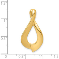 14K Yellow Gold Polished Free-Form Teardrop Slide Pendant for Omega Chains by 0