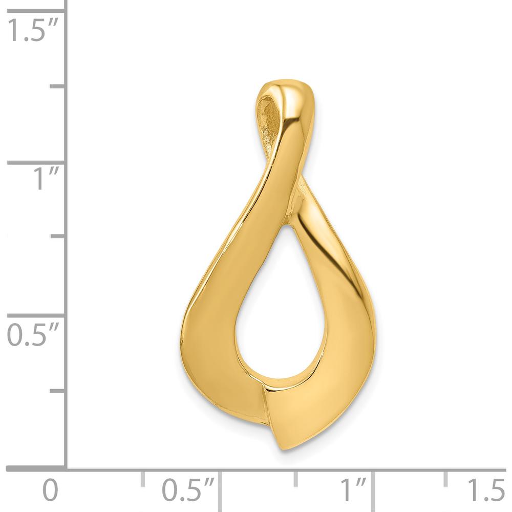 14K Yellow Gold Polished Free-Form Teardrop Slide Pendant for Omega Chains by 0