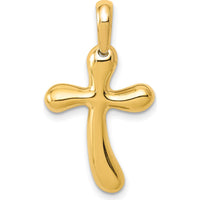14K Yellow Gold Polished Freeform Cross Pendant - 29mm Length by Oro Pregiato