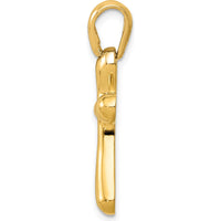 14K Yellow Gold Polished Freeform Cross Pendant - 29mm Length by Oro Pregiato