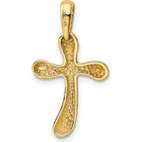 14K Yellow Gold Polished Freeform Cross Pendant - 29mm Length by Oro Pregiato