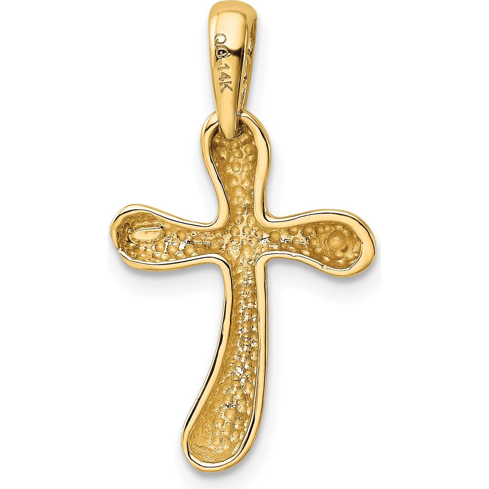 14K Yellow Gold Polished Freeform Cross Pendant - 29mm Length by Oro Pregiato