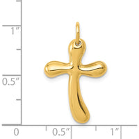 14K Yellow Gold Polished Freeform Cross Pendant - 29mm Length by Oro Pregiato