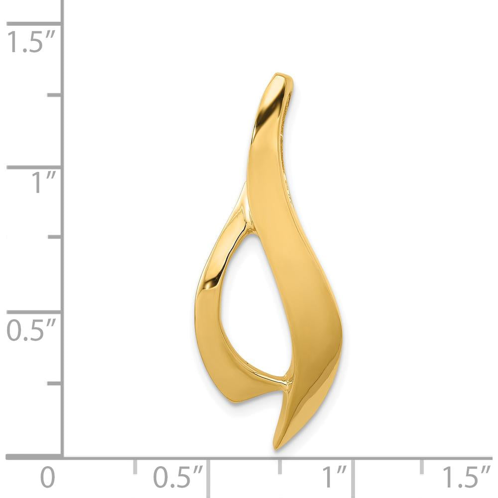 14K Yellow Gold Polished Freeform Slide Pendant for Omega Chains by 0