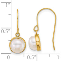 14K Yellow Gold Polished Freshwater Button Pearl Dangle Earrings - 1.0 Carat Total Pearl Weight by Monteluci Fine Jewelry
