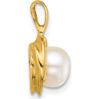 14K Yellow Gold Polished Freshwater Cultured Button Pearl Pendant - 6-7mm by Monteluci Fine Jewelry