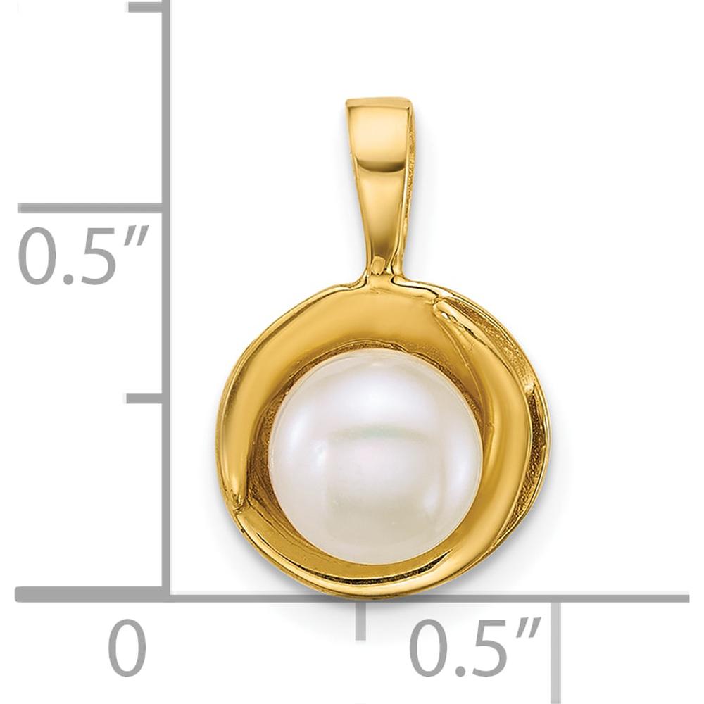 14K Yellow Gold Polished Freshwater Cultured Button Pearl Pendant - 6-7mm by Monteluci Fine Jewelry