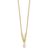 14K Yellow Gold Polished Freshwater Cultured Pearl Dangle Necklace - 8-9mm Pearl by Monteluci Fine Jewelry