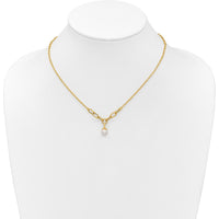14K Yellow Gold Polished Freshwater Cultured Pearl Dangle Necklace - 8-9mm Pearl by Monteluci Fine Jewelry