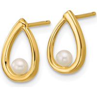 14K Yellow Gold Polished Freshwater Cultured Pearl Teardrop Post Earrings - 0.50 Carat Total Pearl Weight by 0