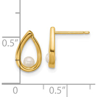 14K Yellow Gold Polished Freshwater Cultured Pearl Teardrop Post Earrings - 0.50 Carat Total Pearl Weight by 0
