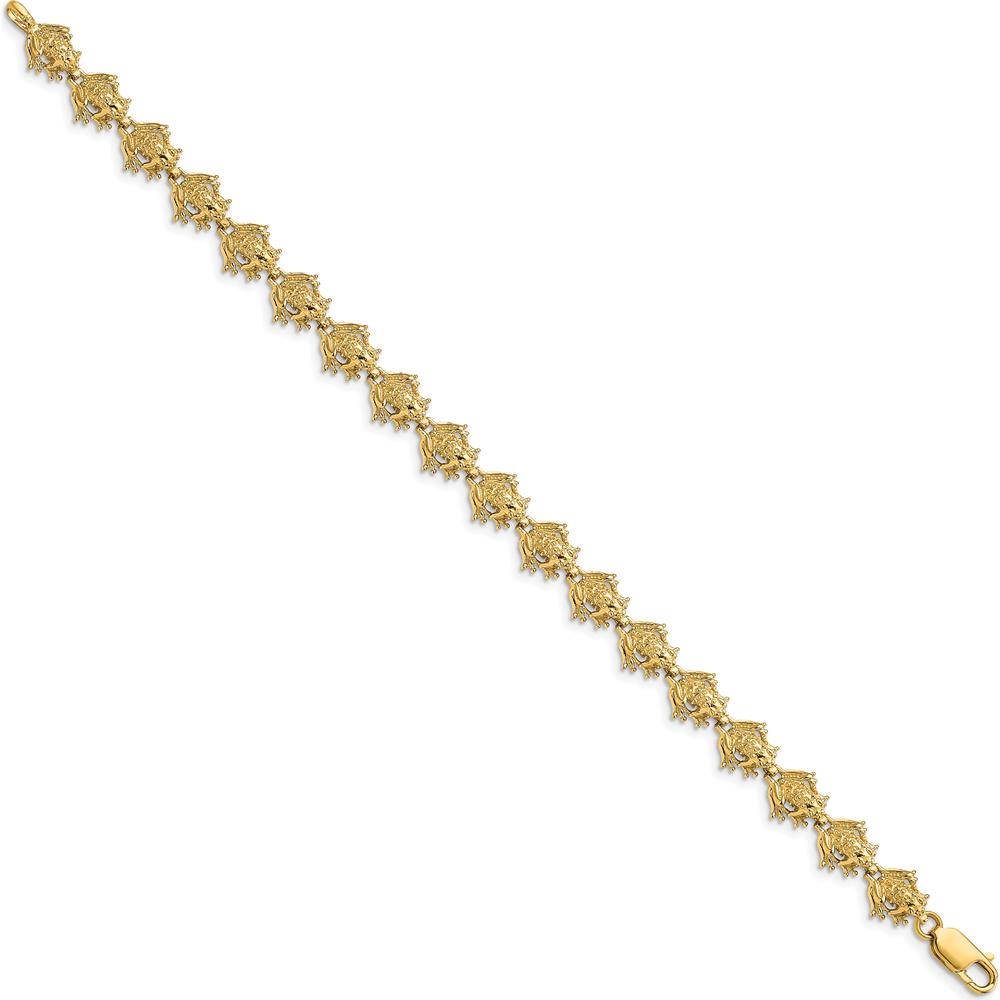 14K Yellow Gold Polished Frog Fancy Chain Bracelet - 7.25" by Oro Pregiato