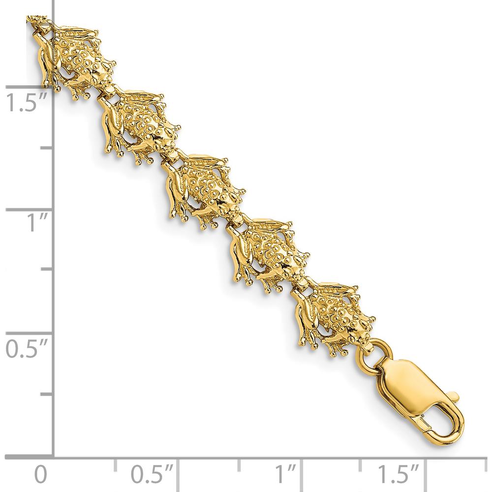 14K Yellow Gold Polished Frog Fancy Chain Bracelet - 7.25" by Oro Pregiato