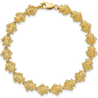14K Yellow Gold Polished Frog Fancy Chain Bracelet - 7.25" by Oro Pregiato