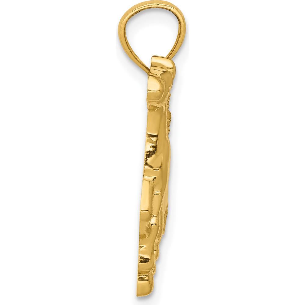 14K Yellow Gold Polished Galloping Horse Pendant - 24mm Length, 29mm Width by Oro Pregiato