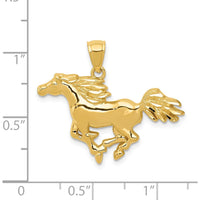 14K Yellow Gold Polished Galloping Horse Pendant - 24mm Length, 29mm Width by Oro Pregiato