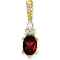 14K Yellow Gold Polished Garnet and Diamond Pendant with Marquise and Round Diamonds - 1.25 Carat Total Gemstone Weight by Oro Pregiato