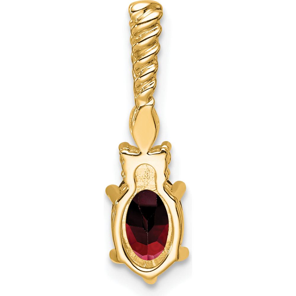 14K Yellow Gold Polished Garnet and Diamond Pendant with Marquise and Round Diamonds - 1.25 Carat Total Gemstone Weight by Oro Pregiato