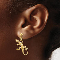 14K Yellow Gold Polished Gecko Dangle Earrings by 0