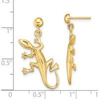 14K Yellow Gold Polished Gecko Dangle Earrings by 0