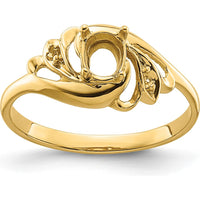 14K Yellow Gold Polished Gemstone Ring Mounting with 0.02 Carat Diamond Accent by Monteluci Fine Jewelry