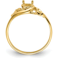 14K Yellow Gold Polished Gemstone Ring Mounting with 0.02 Carat Diamond Accent by Monteluci Fine Jewelry